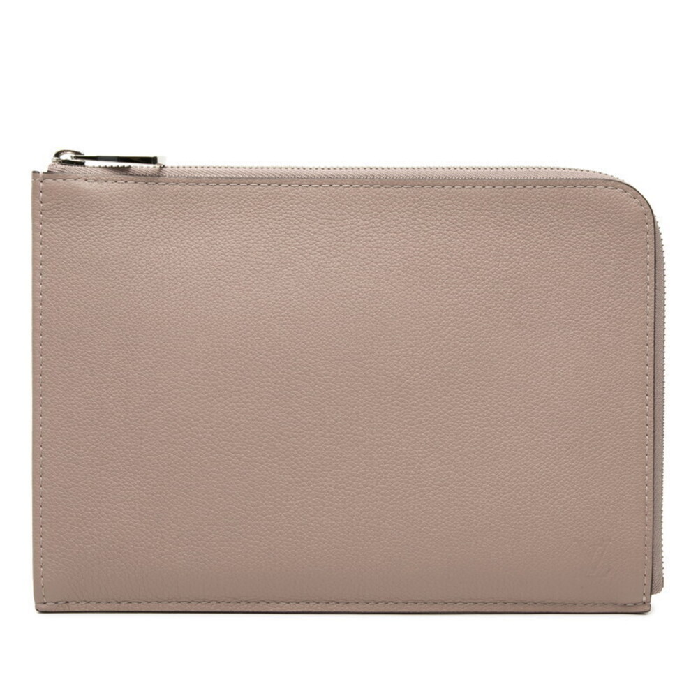 Louis Vuitton Pochette Jour Clutch Bag Shoulder Taupe Gray Beige Cream Leather